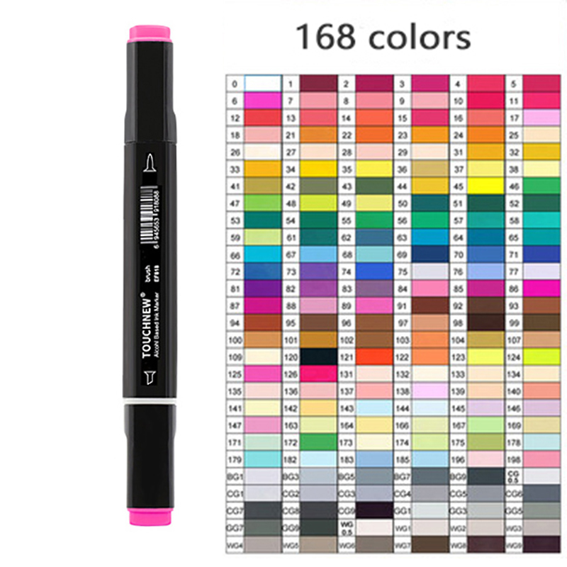 TOUCHNEW-rotuladores artísticos de doble punta para niños y adultos, pincel de Alcohol y cincel para bocetos, 30/40/60/80/168 colores
