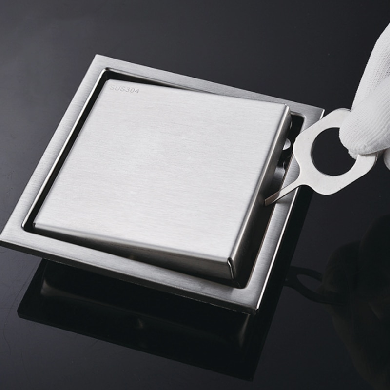 Modern Bathroom Shower Floor Drain Tile Insert Square Floor Waste Grates Shower Drain 304 Stainless Steel Invisible Floor Drain