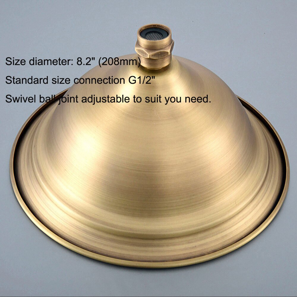 Bathroom Accessory 8 Inch Antique Brass Water Saving Round Shape Top Rain Shower Head Bathroom Fitting ash239