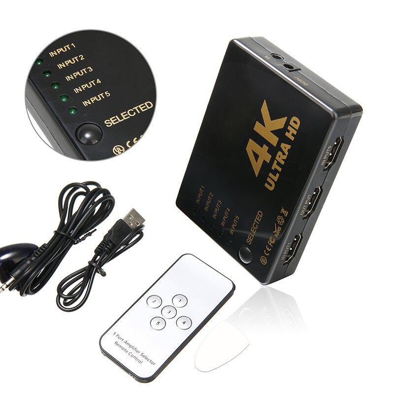 1pc 4K*2K 5 Port hdmi-compatible Cable Splitter HD 1080P Video Switcher Adapter hdmi-compatible Hub for DVD HDTV LCD