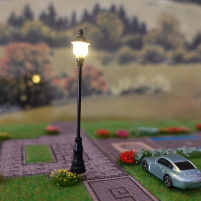 3Pcs 1:87 Ho Schaal Modelspoor Lantaarnpaal Led Park Lantaarns Straat Lamp Model Maken Railroad/Model Park Lampen/Trein layout