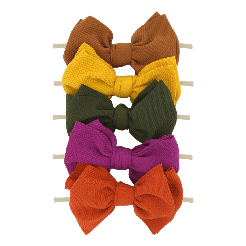 5Pcs/Lot Flower Print Elastic Nylon Band 5.9'' Big Bow Knot Headband Newborn Non-Marking Hair Accessories: mix11
