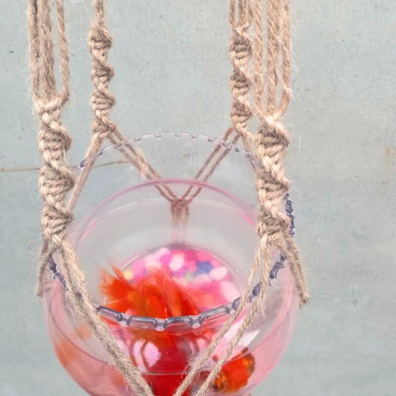 Geknoopte macramé plantenhanger vintage katoenen linnen bloempot mand hijstouw bohemian hangmand pot houder gereedschap