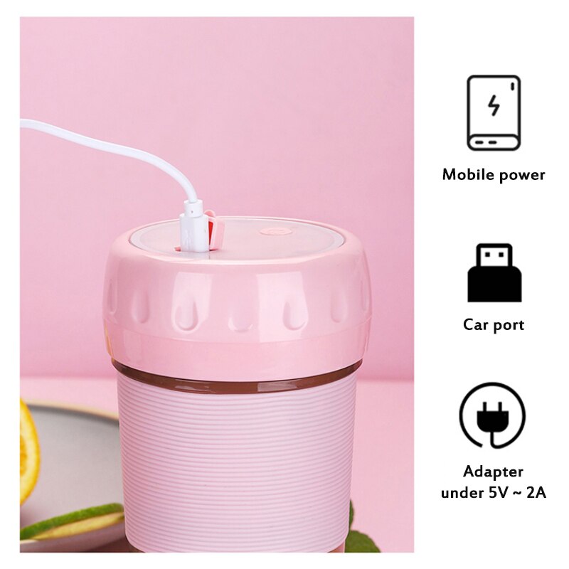 alpina Blender to Go 300ml - USB Rechargeable Mini Blender - Portable Smoothie Maker 125W - Stainless Steel Kitchen Mixer with 1 Speed - Silver