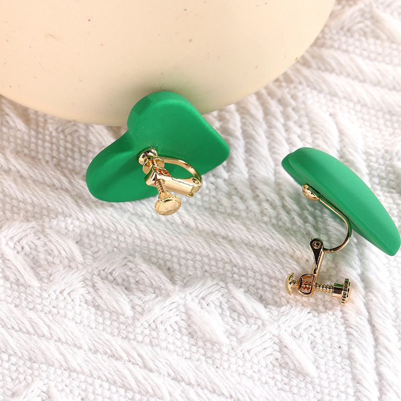 Pendientes de Clip con forma de corazón para mujer, aretes de estilo bohemio, de color rojo, blanco y amarillo