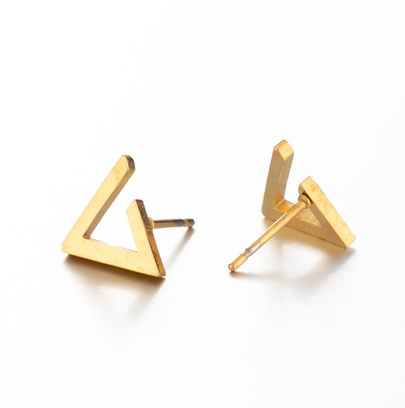 Pendientes sencillos de triángulo abierto Unisex, joyería delicada de acero inoxidable Punk Rock, con cierre de tuerca, geometría, triángulo de la muerte
