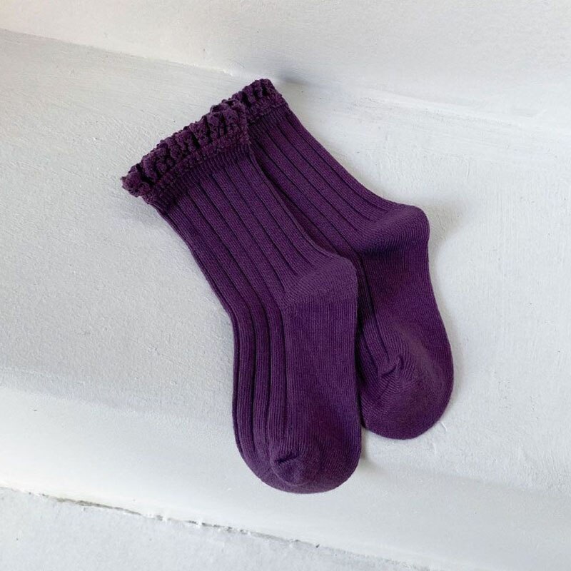 MILANCEL Frühling Neue Mädchen Socken Feste Koreanische Pilz Eisstockschießen Socken: Violett