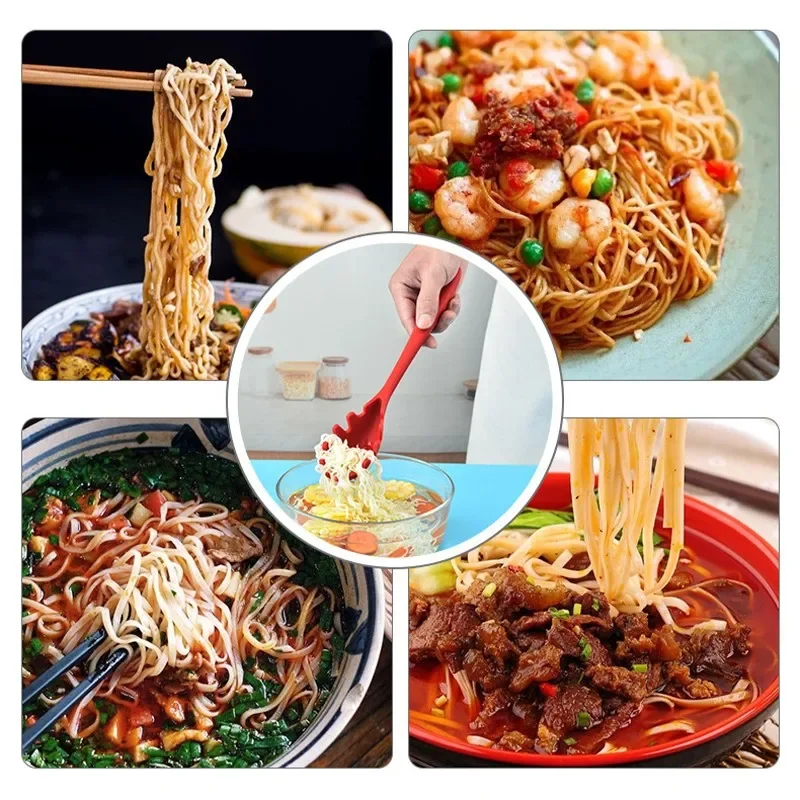 1 stk silikon pasta nudelskje pastaskje dørslag nudler spaghetti gaffel øse spor skje nylon avløpssil kjøkkenutstyr