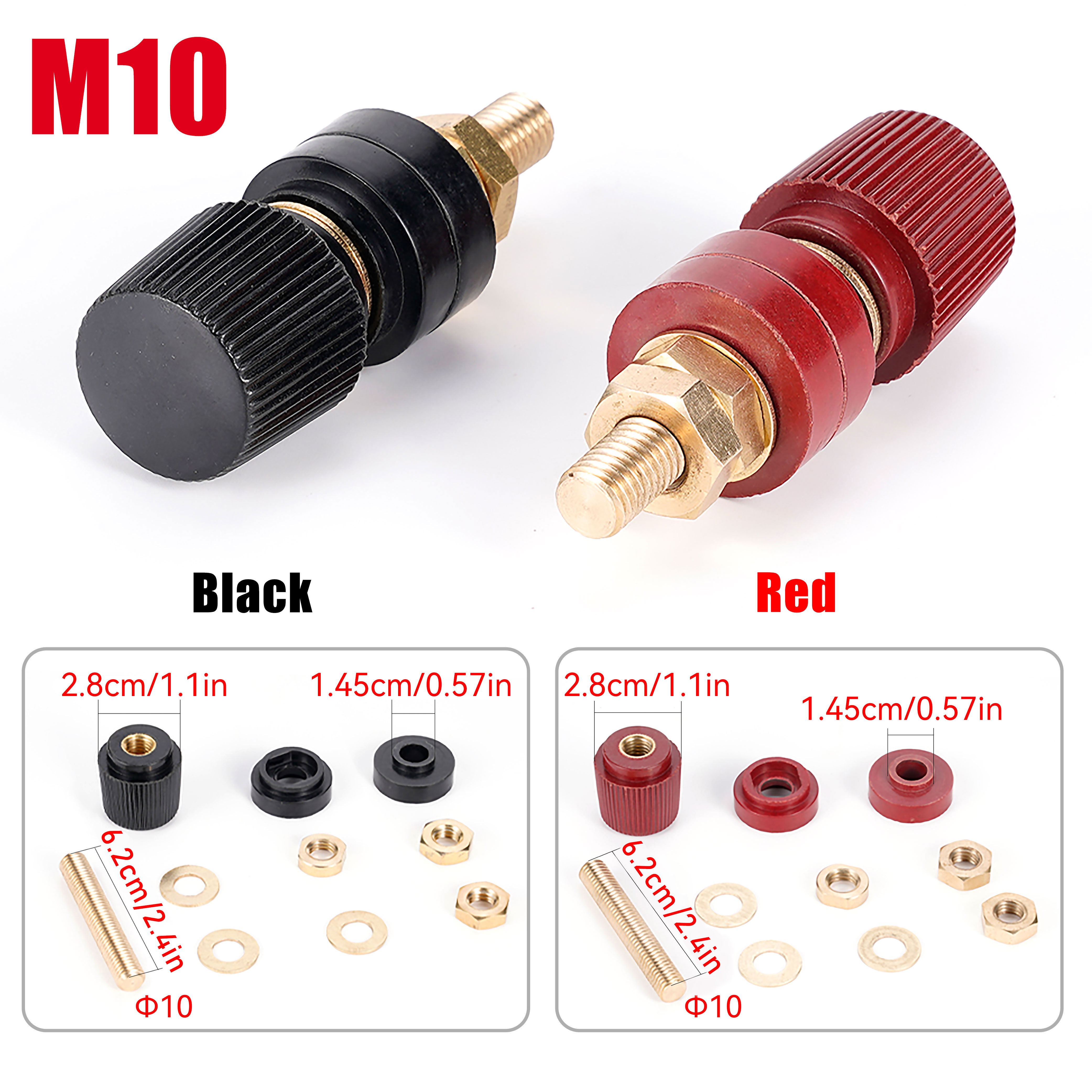 Terminales de fuente de alimentación M8 M10, M6 de tornillo de 6mm, conectores de poste de unión, Kit de terminales de repuesto de latón, 333, 555: Gris oscuro