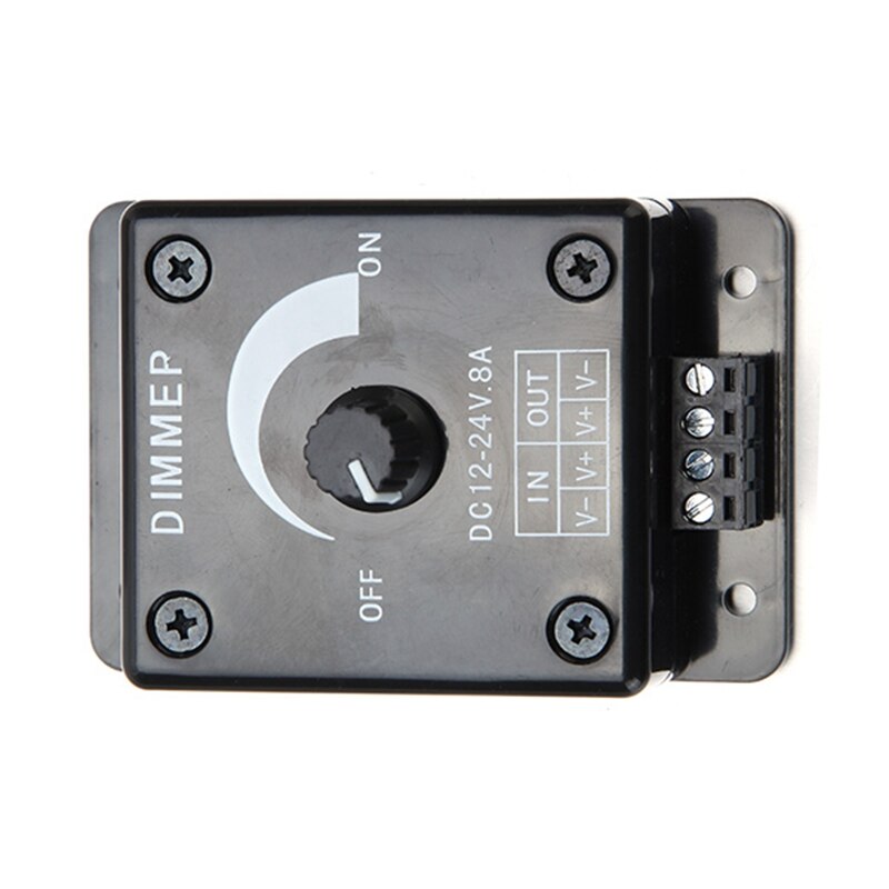 Black LED Dimmer Switch DC 12V-24V 8A Adjustable Brightness Lamp Bulb Strip Driver Single Color Light Power Supply Controller