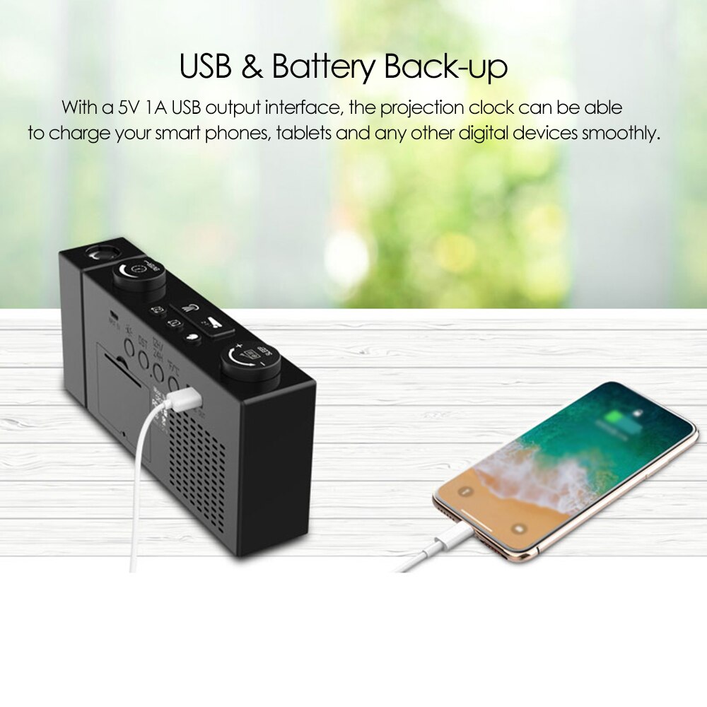 Digitale Wekker Dual Wekker Met Snooze-functie Led Projector Klok Met Fm Projectie Radio Usbb/Batterij Aangedreven