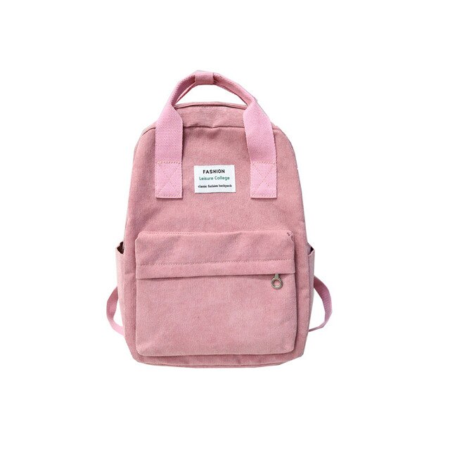 Yogodlns 2022 kvinnor canvas ryggsäckar vattentäta skolreseväskor för tonåringar flickor laptop ryggsäckar patchwork ryggsäck: Rosa