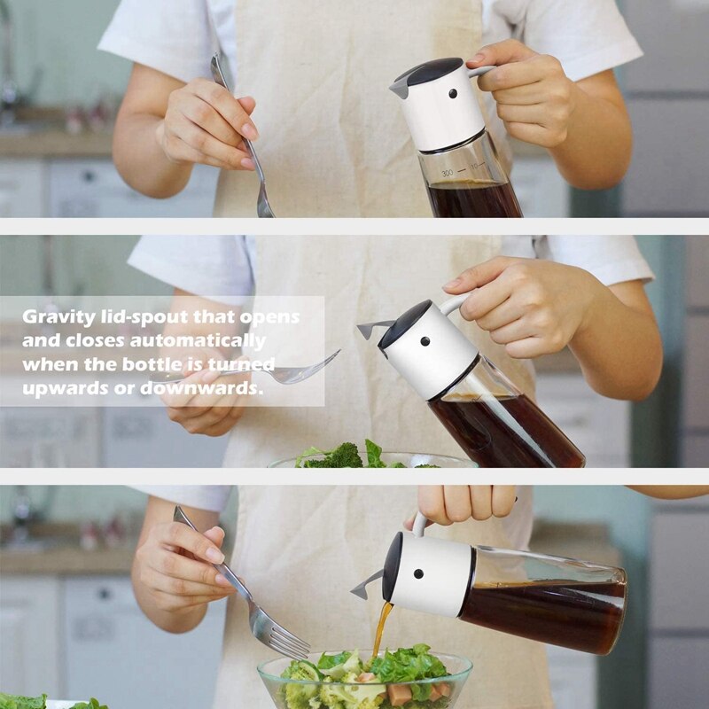 Drip Free Cooking Oil & Vinegar Dispenser with No Drip Bottle Spout - Oil Pourer Dispensing Bottles