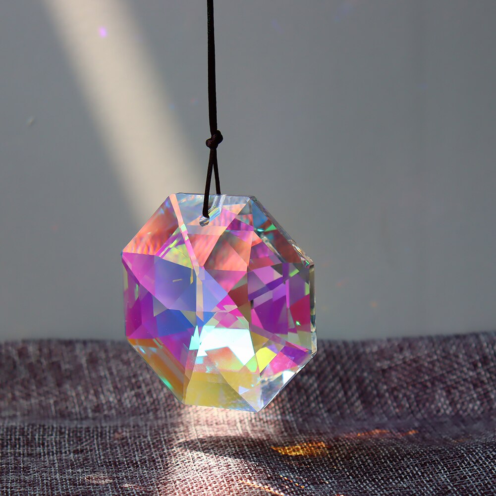 Crystal Windchimes Ornaments Heart Love Crystal Window Craft Outdoor Garden Hanging Pendant Wind Chimes Sun Catchers Decoration: 65mm Octagon