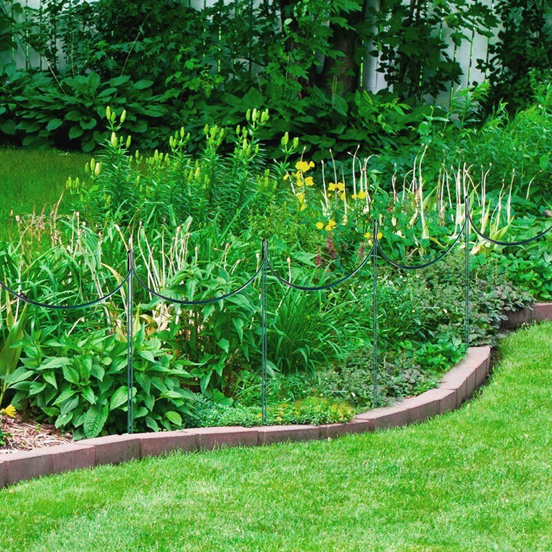 24 Pack Plant Support Stake, Half Round Metal Garden Plant Stake, Plant Support Ring, Border Support With Plant Labels