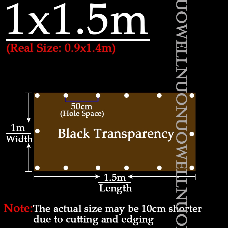 Custom 0.35mm Thick PVC Rainproof Cloth Black Transparent Tarpaulin Garden Plant Awning Aiti-UV Sun Protective Waterproof Cover: 1x1.5m