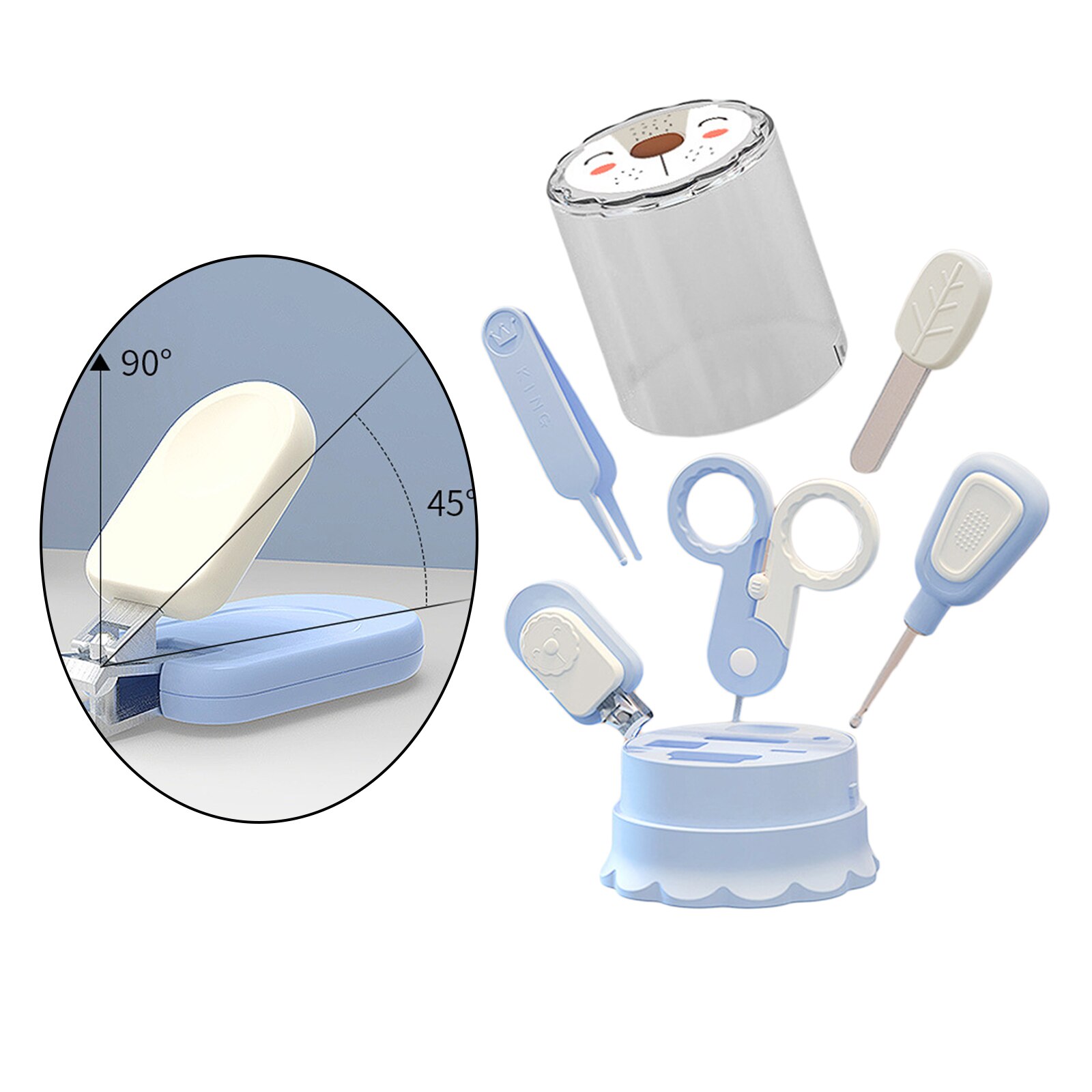 5 Stuks Baby Nail Kit, Nagelknipper, Schaar, Bestand, Pincet, &amp; Lichtgevende Oor Pick Met Storage Case Voor Kinderen Peuter Baby Baby