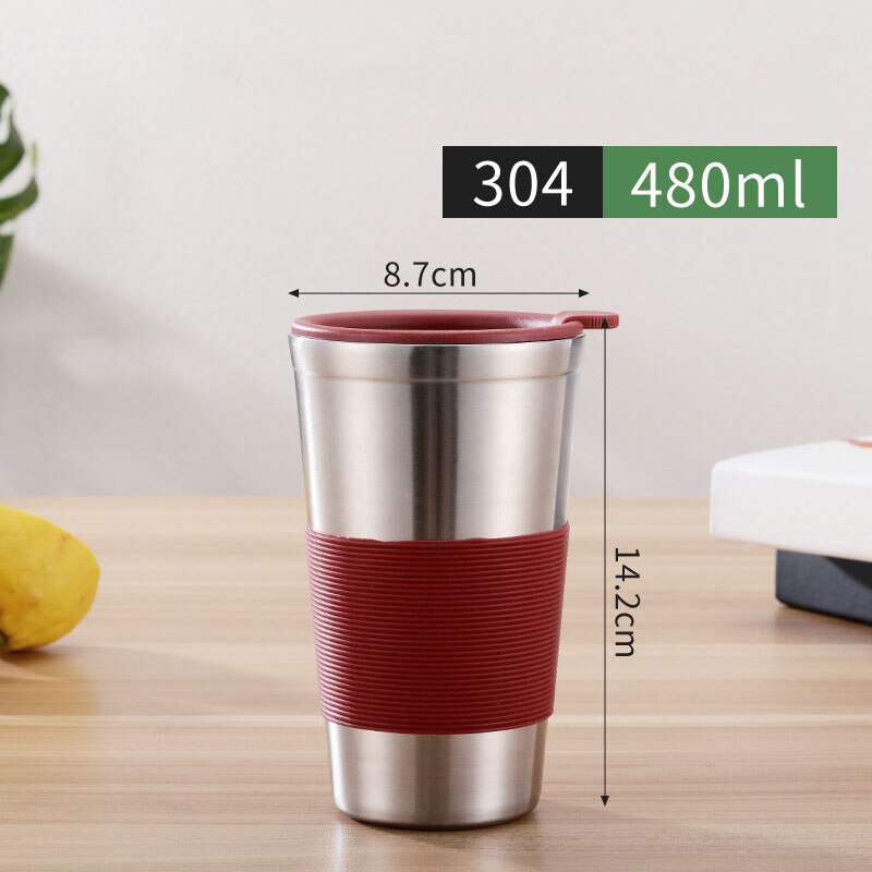 175/260/300/480ml dubbele lagen roestvrijstalen koffiebeker, voedselveilige cola, melk, thee, biermok, draagbare metalen reisbeker: 480ml stijl b