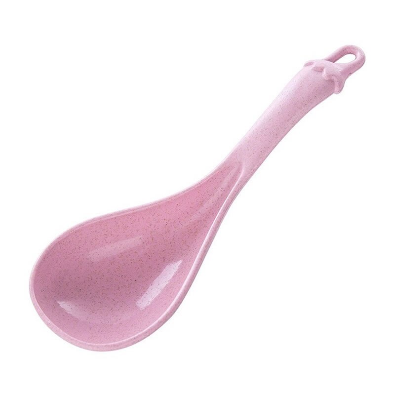 QueenTime Kunststoff Suppe Schöpfen Weizen Stroh Große Löffel Chinesische Suppe Löffel Mit Hängen See Blau Küche Pfannen Scoop Kochen Gerät: Rosa