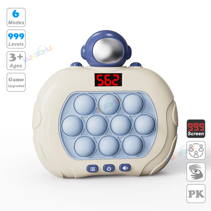 Consola de juegos de empuje rápido con luz Pop electrónica mejorada, juguetes para niños y adultos, juguete antiestrés, máquina de juego interactiva: violet