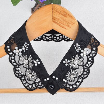 Chemise et faux col pour femmes | , fait à la main, faux col, accessoires de décoration en dentelle avec strass, collier cravate: A11