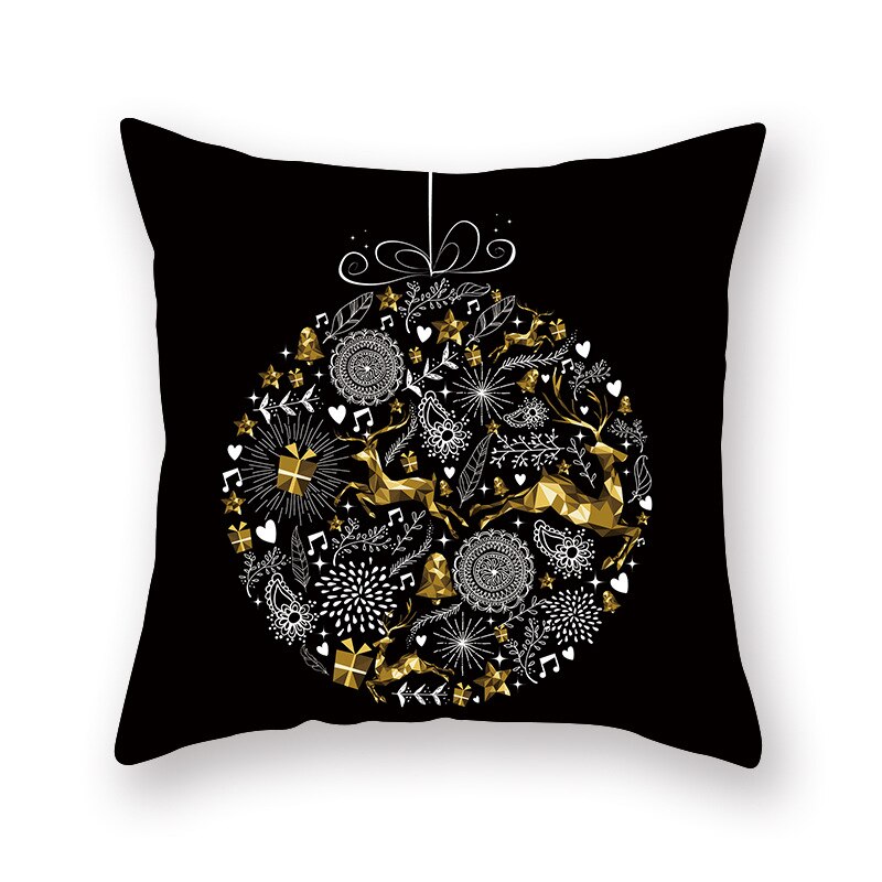 45*45 cm Kerst Gouden Elanden Zwart Kussensloop Grens Gedrukt Perzik Kasjmier Kussensloop Kantoor Cover