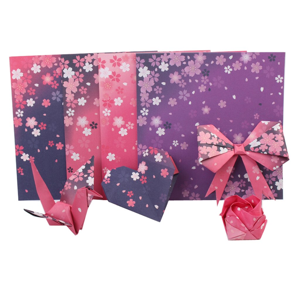 60PCS Cherry Origami Handmade Materials Paper DIY Crane Packaging Materials Origami Paper Flower Square Scrapbook Papers
