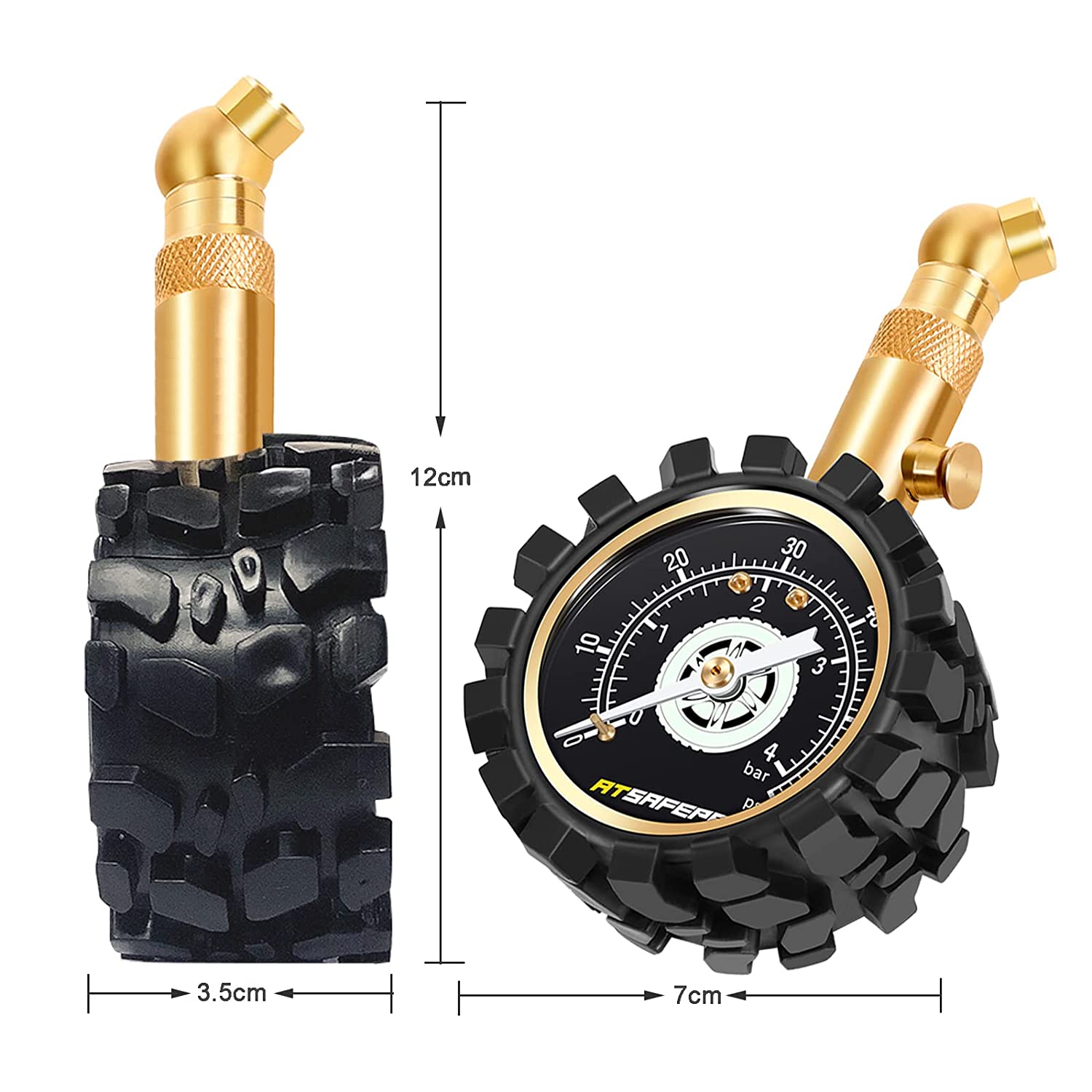 ATsafepro Tire Pressure Gauge UK Accurate Car Tyre Pressure Checker 60 Psi 4bar Glow Dial Mechanical Bourdon Gauge