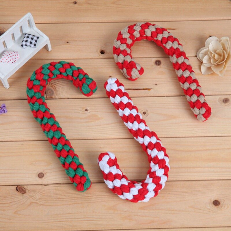 Pet Knitting Rope 1pc Pets Dog Toys Christmas Cane Cotton Ropes Knot... – Grandado