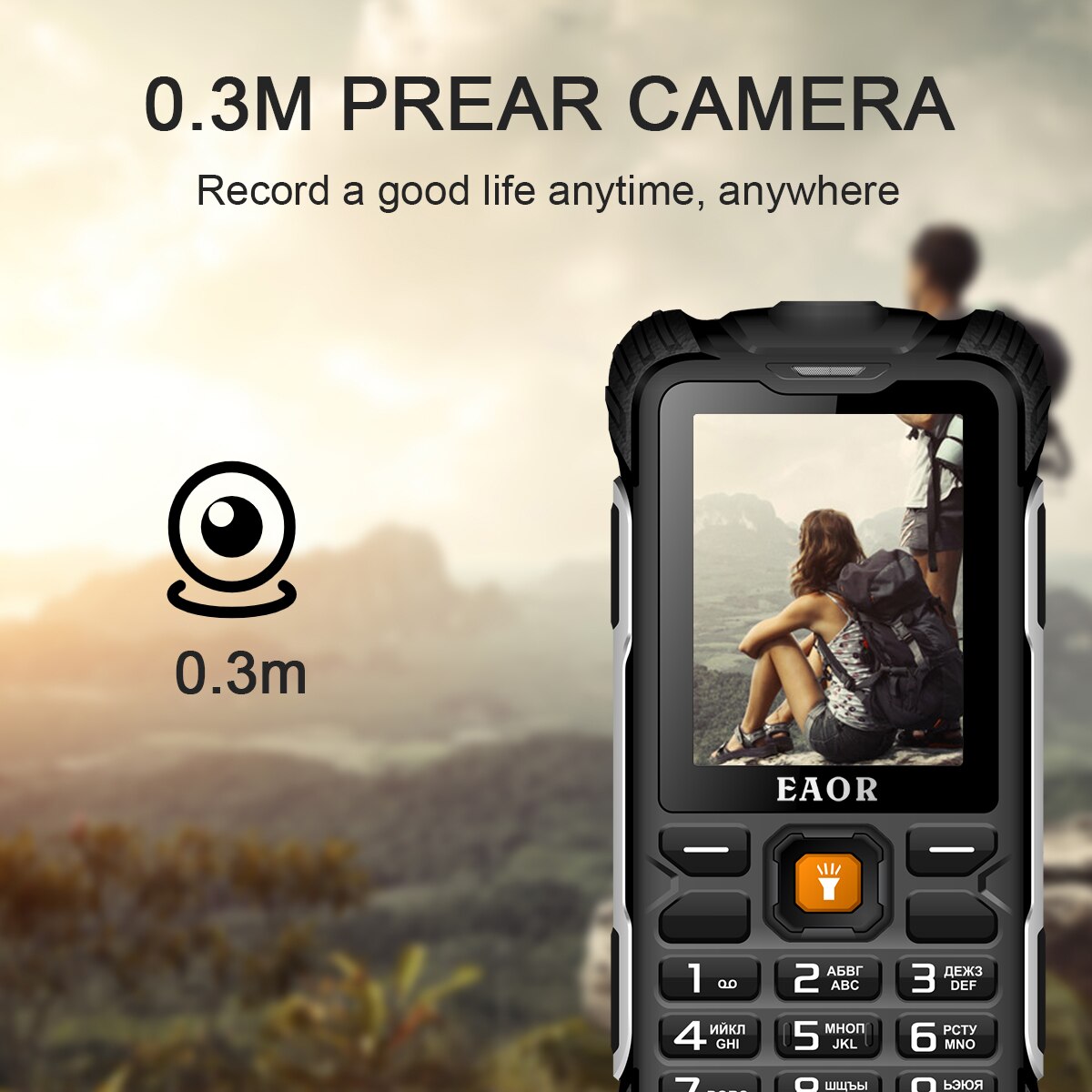 EAOR Power Bank Rugged Phone IP68 Water/Dust-proof Keypad Phones 3000mAh Big Battery 2G Feature Phone Push-button Mobile Phones