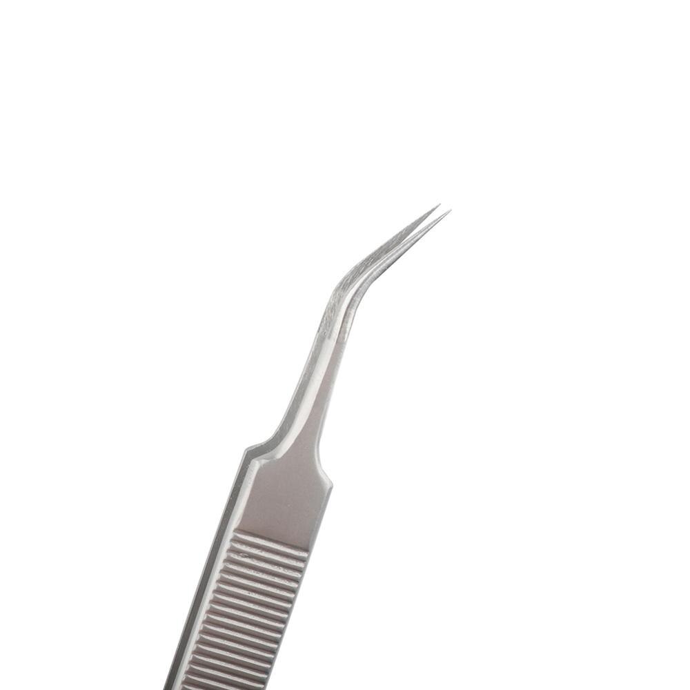 Pinzas de punta fina de 16cm, acero inoxidable, curvadas, para Micro soldadura de precisión, herramientas de reparación de teléfono móvil BGA SMD