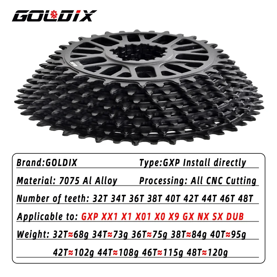 Goldix ultralichte fiets crankstel met directe montage van smal/breed tandwiel en 0mm offset tanden voor mtb/racefiets crankstel