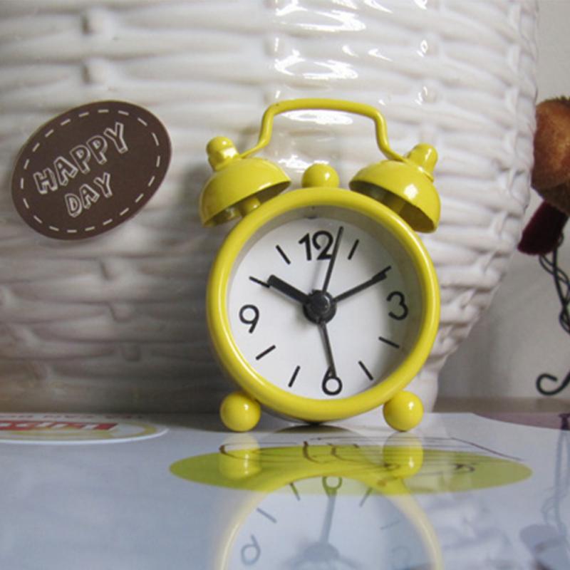 Retro Portable Cute Mini Cartoon Alarm Clock Round Number Double Bell Desk Table Digital Clock Home Decor: 2