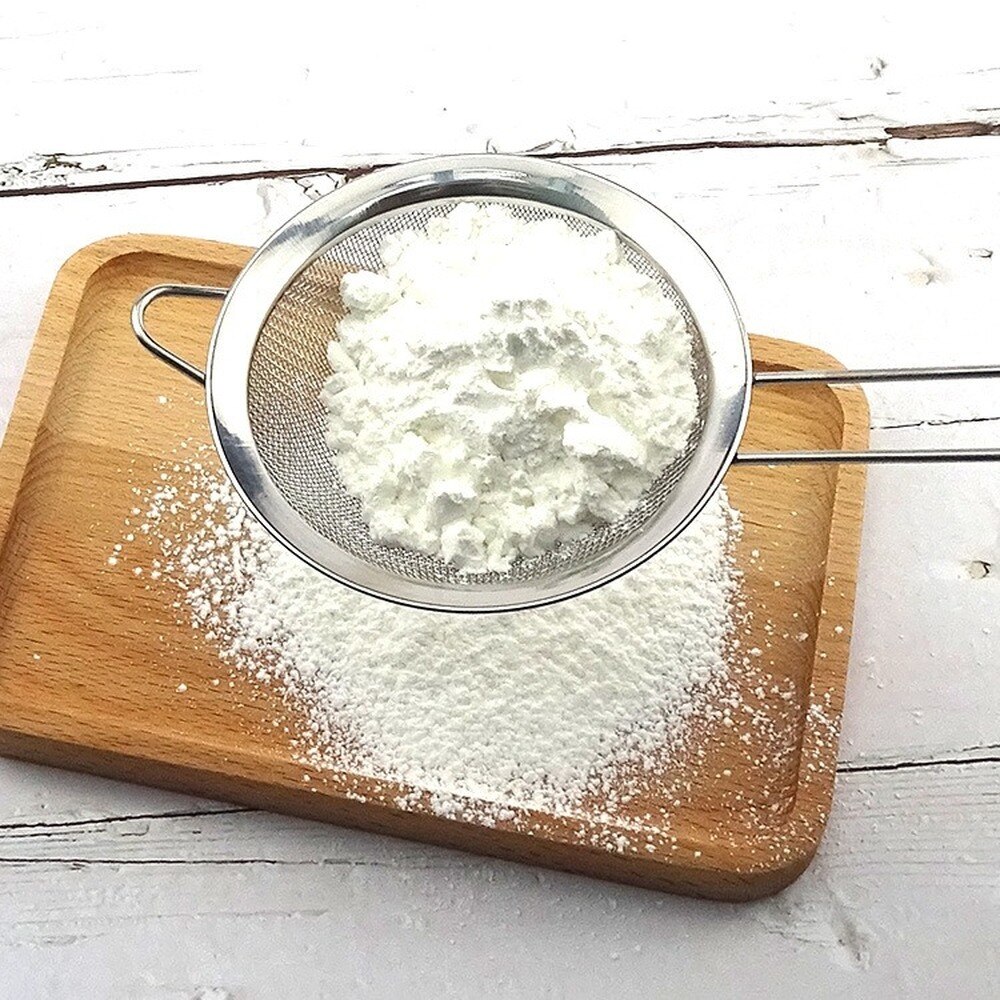 Handbediende siliconen roestvrijstalen bloemzeef, handbediende zeef, poederisolatietool, handbediende zeef, bakgadget