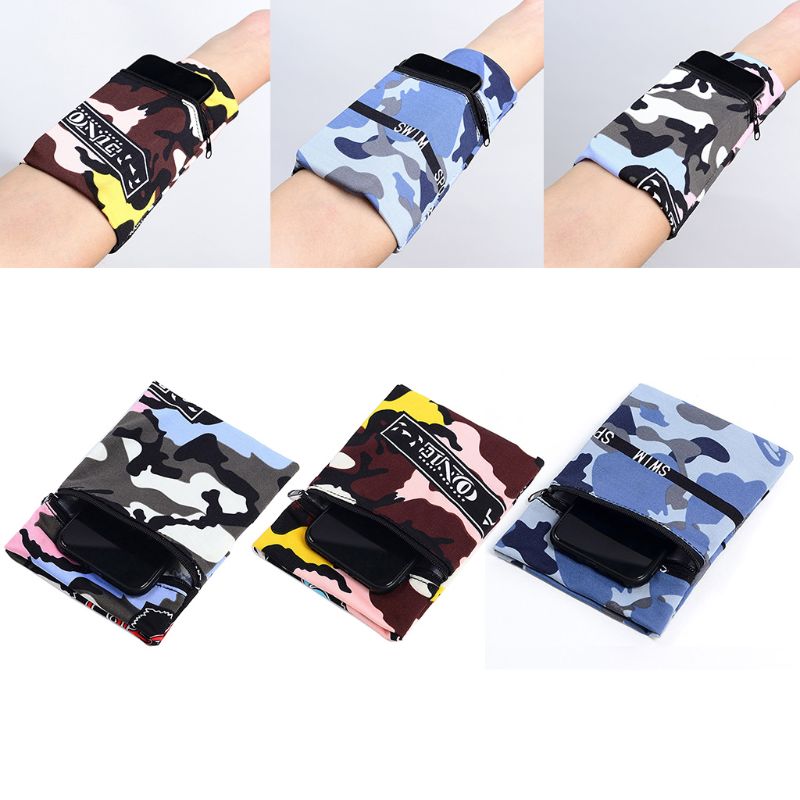 Unisex utomhussporter 2 fickor handledsplånbok mobiltelefonhållare multifunktions resor löpning ankelpåse svettband armbandsfodral