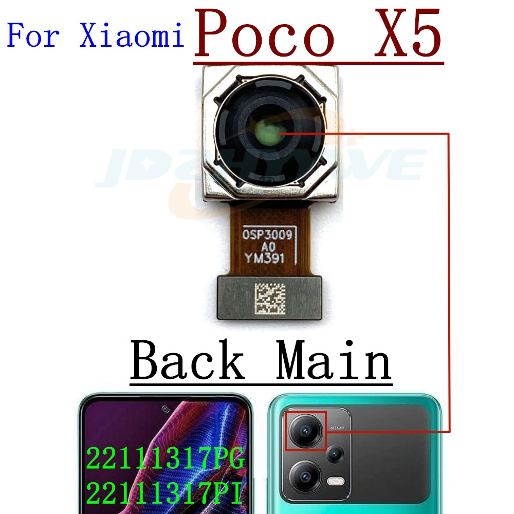 Rear Front Camera For Xiaomi Poco X5 X4 Pro X5pro Frontal Selfie Facing Main Back Wide Camera Module Flex Cable Parts: black