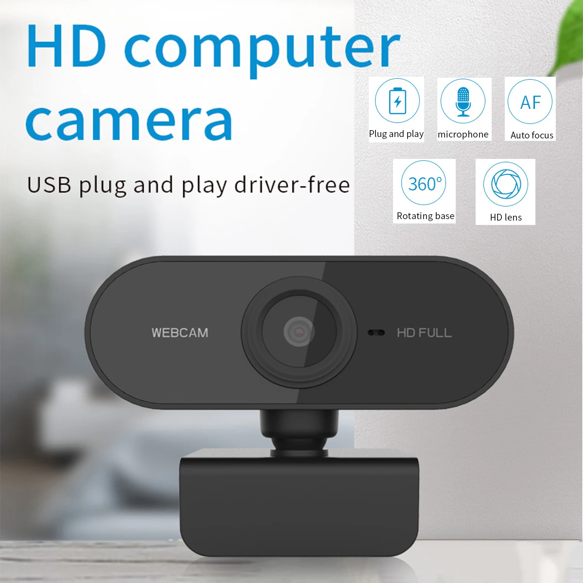 Webcam para computador com 1080p câmeras usb hd e suporte para microfone, ideal para desktops e laptops, perfeita para videoconferências ao vivo.