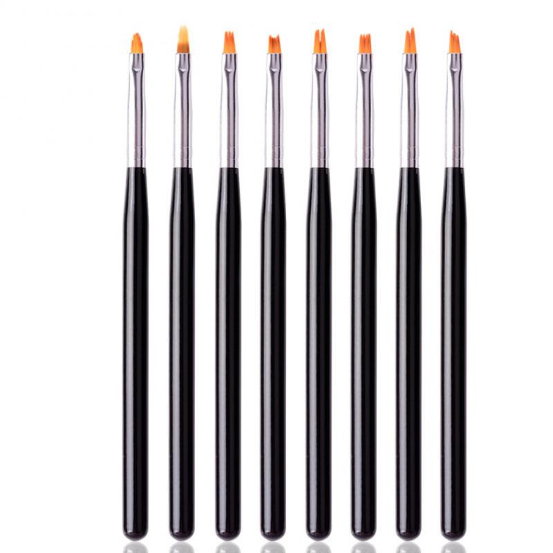 Roze Nail Pen 8 Stks/set Acryl Nail Art Brush Uv Nail Schilderij Bloem Tekening Pen Manicure Gereedschap TSLM1