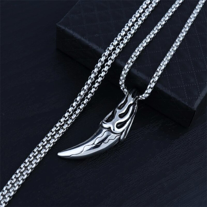 Punk Brave Men Wolf Tooth Pendant Necklaces Women Jewelry Amulet Pendant Chain