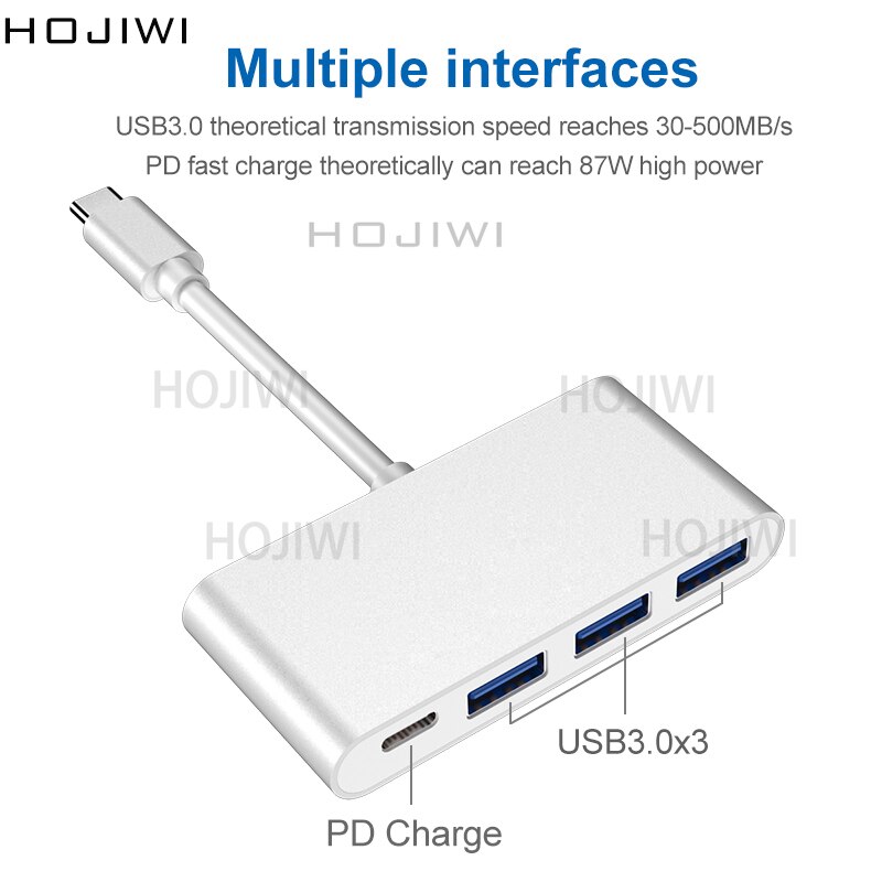 HOJIWI dock station usb c hub type c docking station for laptops Macbook air/pro 4 in 1 usb3.0 PD charge hub hunderbolt 3 AA16