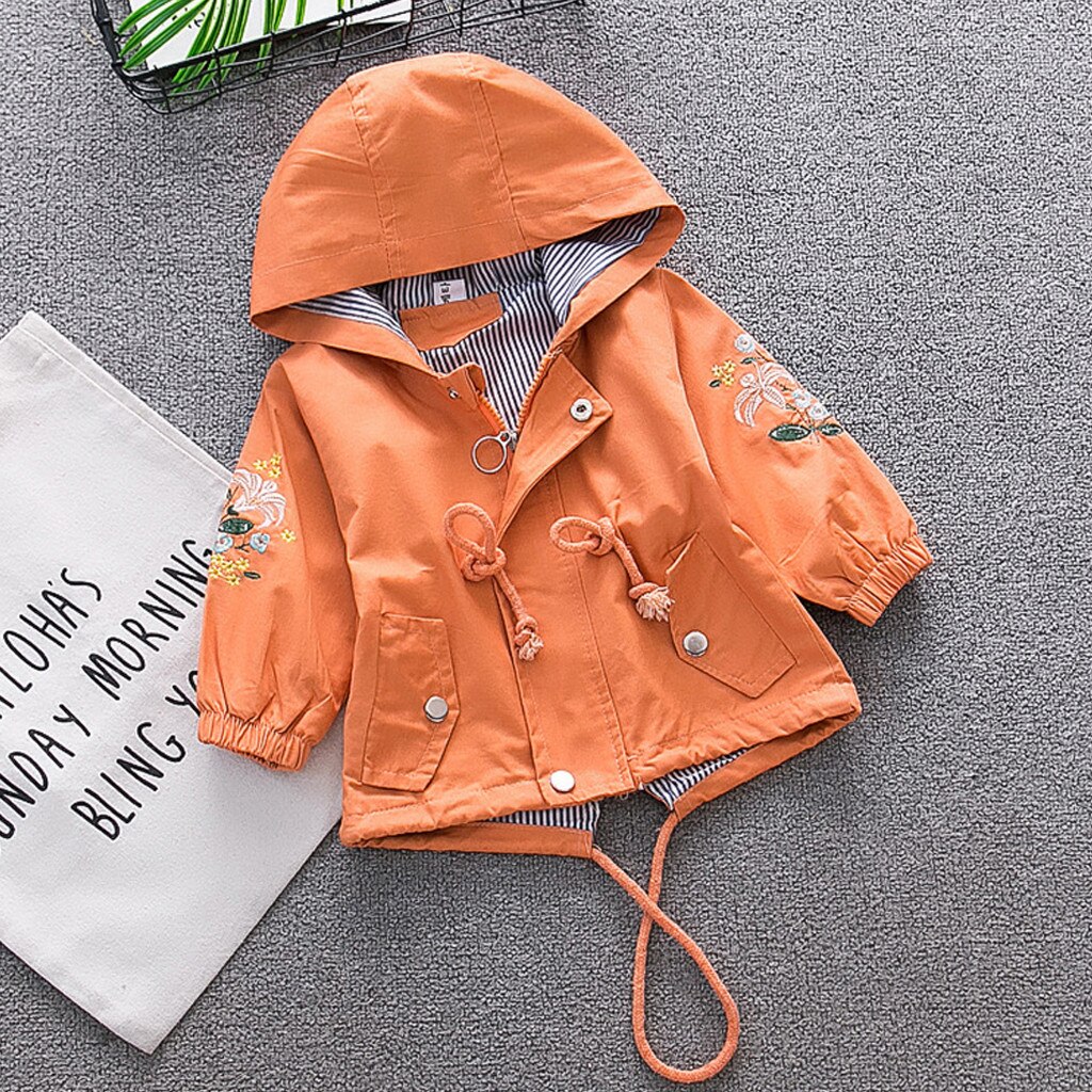 Windjack Kinderen Jassen Peuter Baby Kleding Kids Meisjes Bloemen Hooded Winddicht Jas Uitloper Casual Kleding