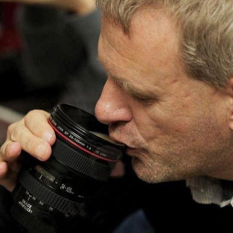 400ml kaffe linse emulering kamera krus øl krus vin med låg sort plastik kop logo krus cafe