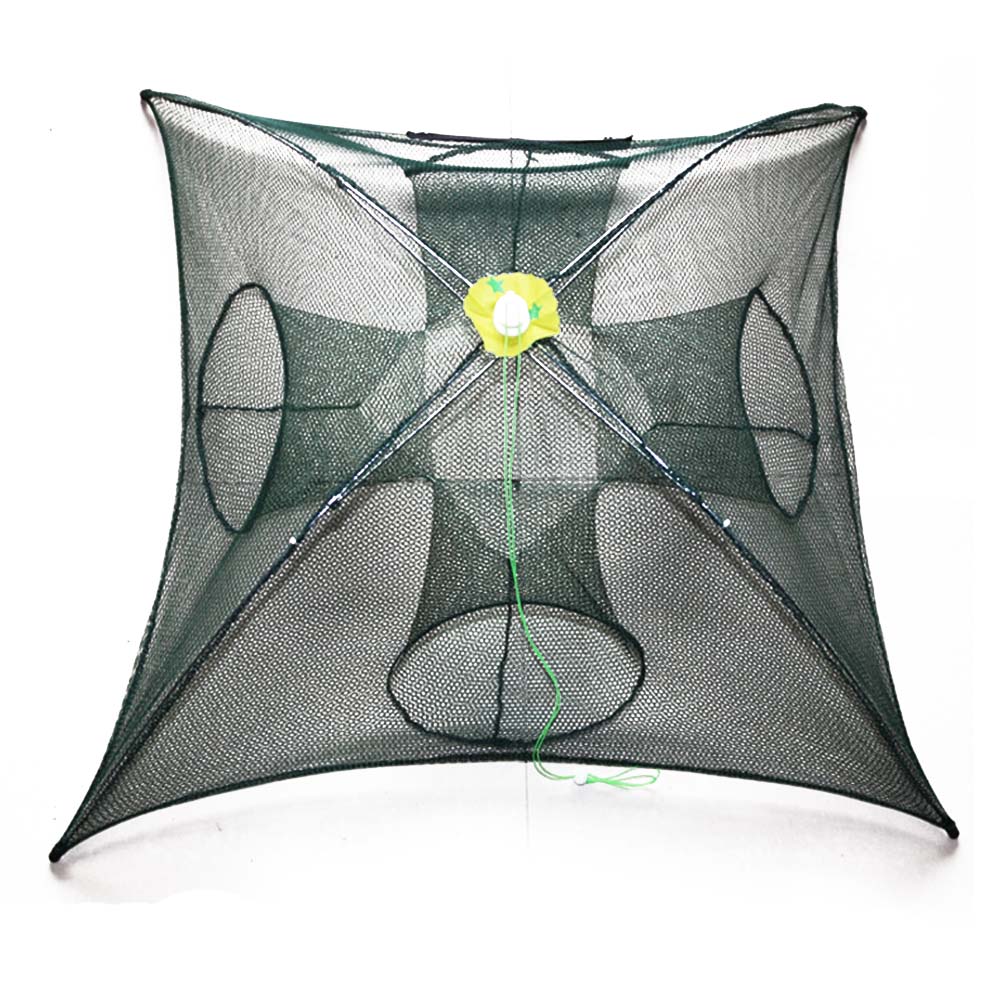 4 Side 4 Hole Folded Fishing Net Portable Fish Network Casting Nets Automatic Fishing Net Cast Fold Crab trap Fishing Network: Default Title