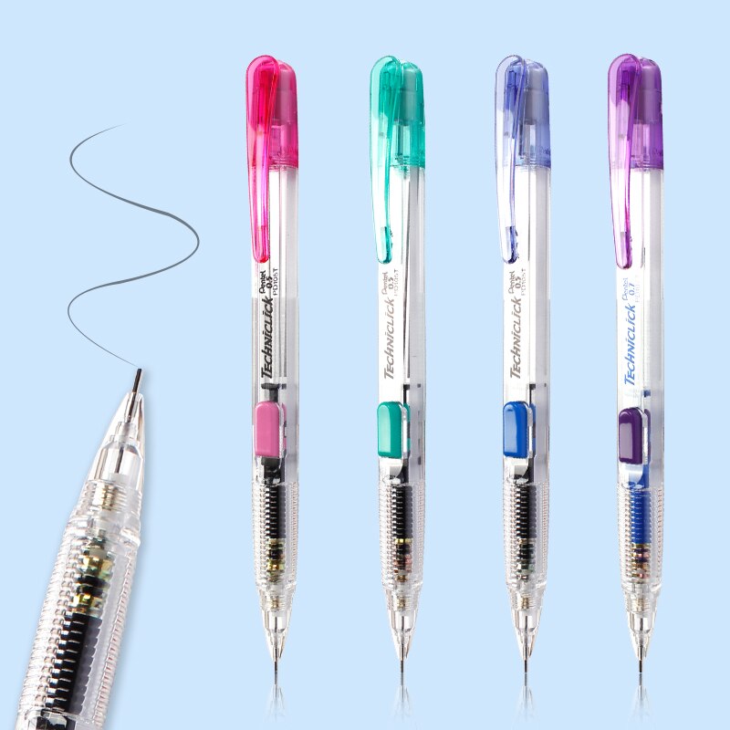 1pc Pentel Pd105T 107T Techniclick Mechanical Pencils 0.5/0.7mm Side Click Stationery Office School Writing Supplies Multi-color