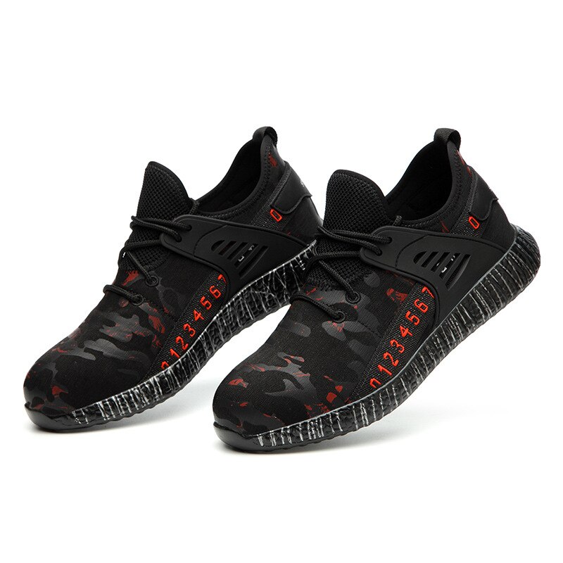 Bottes décontractées sécurité-travail-chaussures directe hommes femmes travail chaussures de sécurité résistant à la perforation travail Construction chaussures indestructibles: black red / 37