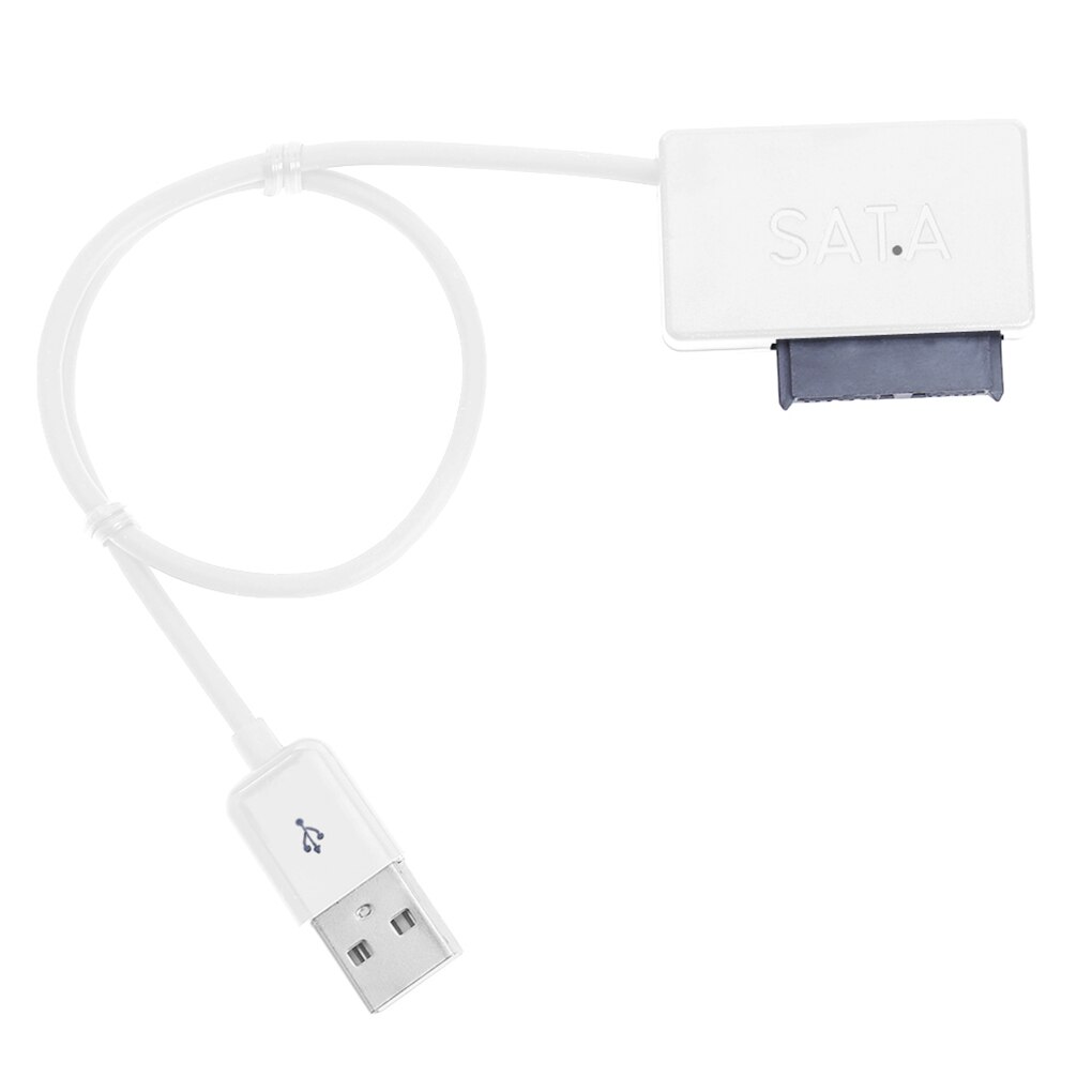 Draagbare Usb 2.0 Naar Mini Sata 6P + 7P Interface Adapter Converter Kabel Voor Laptop Cd/Dvd rom Slimline Drive: WHITE