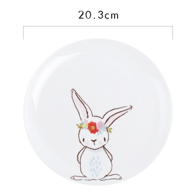 8 Inch Ceramic Dinner Plate Rabbit Animal Dinner Dishes Pasta Steak Dessert Plates Fruit Snack Dish Fine Bone China Kitchenware: A