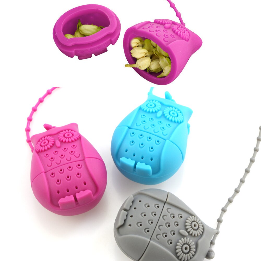 Djur söt tesil rolig tekanna återanvändbar sil med bricka teboll örtkryddfilter teverktyg