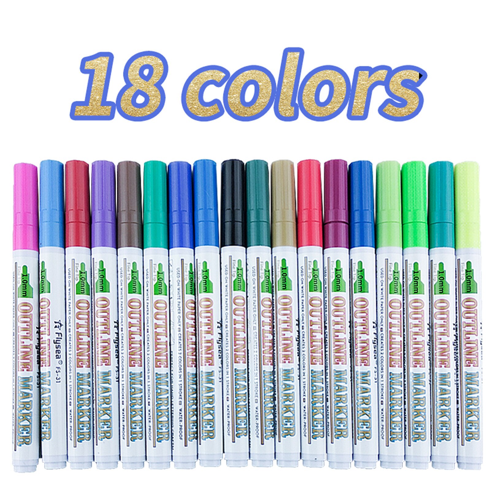 Stylo magique à deux lignes, 12/18 couleurs, pour bricolage, peinture, dessin, Non-toxique, sans goût, outil d'apprentissage