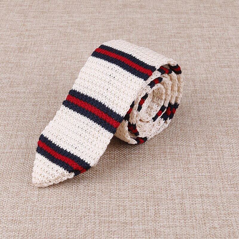 Męskie dzianiny dzianiny wypoczynek trójkąt krawat w paski normalne ostre krawaty narożne dla mężczyzn cienki krawat klasyczny tkany projektant krawat: 5